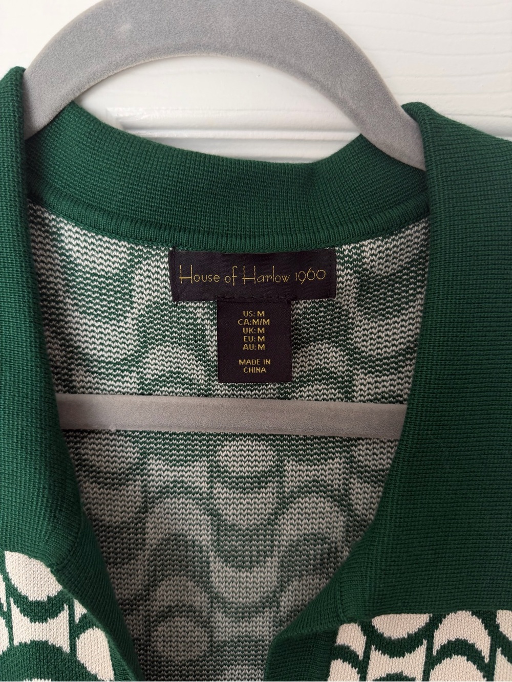 House of Harlow 1960 Green and Cream Knit Cardigan